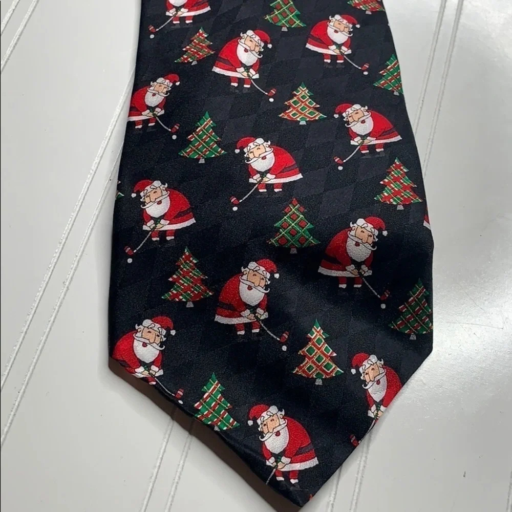 Santa playing Golf Christmas Holiday Tie